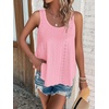 image:imageATHMILE Womens Tank Tops Sleeveless Eyelet Embroidery Scoop Neck Loose Fit Casual Summer Flowy Beach Pink