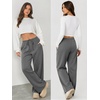 image:imageATHMILE Womens Wide Leg Sweatpants Long Straight Streetwear Drawstring Low Waist Casual Loose Baggy Workout Pants 2026Dark Grey
