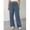 image:imageATHMILE Womens Wide Leg Sweatpants Long Straight Streetwear Drawstring Low Waist Casual Loose Baggy Workout Pants 2026Grey Blue