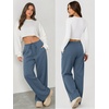 image:imageATHMILE Womens Wide Leg Sweatpants Long Straight Streetwear Drawstring Low Waist Casual Loose Baggy Workout Pants 2026Grey Blue