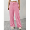 image:imageATHMILE Womens Wide Leg Sweatpants Long Straight Streetwear Drawstring Low Waist Casual Loose Baggy Workout Pants 2026Pink
