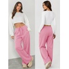 image:imageATHMILE Womens Wide Leg Sweatpants Long Straight Streetwear Drawstring Low Waist Casual Loose Baggy Workout Pants 2026Pink