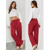 image:imageATHMILE Womens Wide Leg Sweatpants Long Straight Streetwear Drawstring Low Waist Casual Loose Baggy Workout Pants 2026Red
