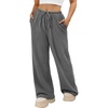 image:imageATHMILE Womens Wide Leg Sweatpants Long Straight Streetwear Drawstring Low Waist Casual Loose Baggy Workout Pants 2026Dark Grey