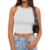 image:imageATHMILE Womens Double Lined Crop Tank Tops Casual Basic Shirts Sleeveless Workout Tops Cute Summer Clothes Teen GirlsWhite Polka Dots