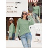 image:imageATHMILE Womens Long Sleeve Shirts Basic Tee Fall Trendy Teen Girl Teacher School Business Casual Workout 2026 FashionLight Green