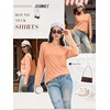 image:imageATHMILE Womens Long Sleeve Shirts Basic Tee Fall Trendy Teen Girl Teacher School Business Casual Workout 2026 FashionLight Orange