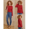 image:imageATHMILE Womens Long Sleeve Shirts Basic Tee Fall Trendy Teen Girl Teacher School Business Casual Workout 2026 FashionRed