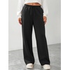 image:imageATHMILE Womens Wide Leg Sweatpants Fleece Lined Pants Long Straight Streetwear Drawstring Low Waist Loose Baggy JoggerBlack