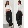 image:imageATHMILE Womens Wide Leg Sweatpants Fleece Lined Pants Long Straight Streetwear Drawstring Low Waist Loose Baggy JoggerBlack