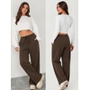 image:imageATHMILE Womens Wide Leg Sweatpants Fleece Lined Pants Long Straight Streetwear Drawstring Low Waist Loose Baggy JoggerBrown