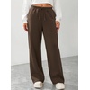 image:imageATHMILE Womens Wide Leg Sweatpants Fleece Lined Pants Long Straight Streetwear Drawstring Low Waist Loose Baggy JoggerBrown