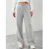 image:imageATHMILE Womens Wide Leg Sweatpants Fleece Lined Pants Long Straight Streetwear Drawstring Low Waist Loose Baggy JoggerGrey