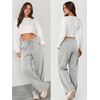 image:imageATHMILE Womens Wide Leg Sweatpants Fleece Lined Pants Long Straight Streetwear Drawstring Low Waist Loose Baggy JoggerGrey