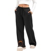 image:imageATHMILE Womens Wide Leg Sweatpants Fleece Lined Pants Long Straight Streetwear Drawstring Low Waist Loose Baggy JoggerBlack