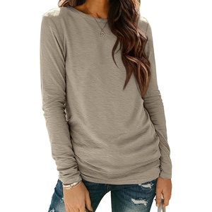 image:imageATHMILE Womens Long Sleeve Shirts Basic Tee Fall Trendy Teen Girl Teacher School Business Casual Workout 2026 FashionKhaki