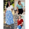 image:imageATHMILE Womens Blouse Dressy Casual V Neck Puff Short Sleeve Tshirts Boho Fashion Summer Spring Tunic Top ClothesWhite Floral