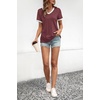 image:imageATHMILE Womens Short Sleeve TShirts Spring Summer Tops Casual Soft Tunic V Neck Basic Workout Clothes Fashion Outfits 2026 Wine Red