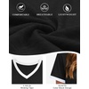 image:imageATHMILE Womens V Neck Short Sleeve Summer T Shirts Curved Hem Plain Top BeachBlockblack