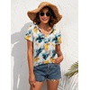 image:imageATHMILE Womens V Neck Short Sleeve Summer T Shirts Curved Hem Plain Top BeachMulti Teal