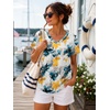 image:imageATHMILE Womens V Neck Short Sleeve Summer T Shirts Curved Hem Plain Top BeachMulti Teal