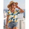 image:imageATHMILE Womens V Neck Short Sleeve Summer T Shirts Curved Hem Plain Top BeachMulti Teal