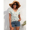 image:imageATHMILE Womens V Neck Short Sleeve Summer T Shirts Curved Hem Plain Top BeachMultileaf