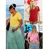 image:imageATHMILE Womens V Neck Short Sleeve Summer T Shirts Curved Hem Plain Top BeachSky Blue