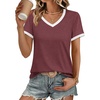 image:imageATHMILE Womens Short Sleeve TShirts Spring Summer Tops Casual Soft Tunic V Neck Basic Workout Clothes Fashion Outfits 2026 Wine Red
