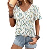 image:imageATHMILE Womens V Neck Short Sleeve Summer T Shirts Curved Hem Plain Top BeachMultileaf