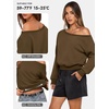 image:imageATHMILE Womens Off the Shoulder Sweatshirt Crop Top Long Sleeve Pullover Comfy Sexy Y2K Casual Fall Outfits 2026Coffee