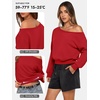 image:imageATHMILE Womens Off the Shoulder Sweatshirt Crop Top Long Sleeve Pullover Comfy Sexy Y2K Casual Fall Outfits 2026Red