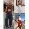 image:imageATHMILE Barrel Sweatpants Women Y2K Wide Leg Baggy Lounge Sweat Pants with Pockets Plus Size Drawstring JoggersBlack