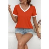 image:imageATHMILE Womens Short Sleeve TShirts Spring Summer Tops Casual Soft Tunic V Neck Basic Workout Clothes Fashion Outfits 2026 Orange