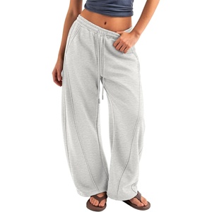 image:imageATHMILE Barrel Sweatpants Women Y2K Wide Leg Baggy Lounge Sweat Pants with Pockets Plus Size Drawstring JoggersGrey