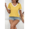 image:imageATHMILE Womens Short Sleeve TShirts Spring Summer Tops Casual Soft Tunic V Neck Basic Workout Clothes Fashion Outfits 2026 Yellow