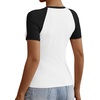 image:imageATHMILE Womens Short SleeveLong Sleeve Cropped Tops Slim Fit Stretchy Color Block Slightly Shirts Y2k Fashion Clothes1white Black Combo