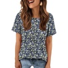 image:imageATHMILE Womens Soft Basic T Shirt Summer Tops Short Sleeve Crewneck Tees Casual Teachers Cute Work Outfits Everyday WearBlueflower