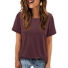 image:imageATHMILE Womens Soft Basic T Shirt Summer Tops Short Sleeve Crewneck Tees Casual Teachers Cute Work Outfits Everyday WearWine Red