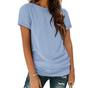 image:imageATHMILE Womens Soft Basic T Shirt Summer Tops Short Sleeve Crewneck Tees Casual Teachers Cute Work Outfits Everyday WearIce Blue