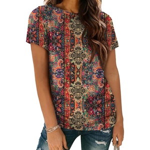 image:imageATHMILE Womens Soft Basic T Shirt Summer Tops Short Sleeve Crewneck Tees Casual Teachers Cute Work Outfits Everyday WearPaisley