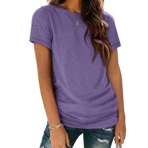 image:imageATHMILE Womens Soft Basic T Shirt Summer Tops Short Sleeve Crewneck Tees Casual Teachers Cute Work Outfits Everyday WearPurple