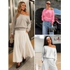 image:imageATHMILE Womens Off the Shoulder Fleece Sweatshirt Crop Top Long Sleeve Pullover Comfy Sexy Y2K Casual Fall Outfits 2026Gray Blue