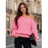 image:imageATHMILE Womens Off the Shoulder Fleece Sweatshirt Crop Top Long Sleeve Pullover Comfy Sexy Y2K Casual Fall Outfits 2026Pink