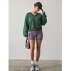 image:imageATHMILE Womens V Neck Sweatshirt Open Back Crop Top Long Sleeve Fashion Sexy Y2K Casual Fall Clothes 2026Dark Green