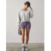 image:imageATHMILE Womens V Neck Sweatshirt Open Back Crop Top Long Sleeve Fashion Sexy Y2K Casual Fall Clothes 2026Grey