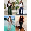 image:imageATHMILE Womens Wide Leg Fleece Sweatpants High Waisted Teen Girl Pants  Fall Fashion Winter Clothes Lounge Travel Joggers With PocketsWhite