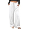 image:imageATHMILE Womens Wide Leg Fleece Sweatpants High Waisted Teen Girl Pants  Fall Fashion Winter Clothes Lounge Travel Joggers With PocketsWhite