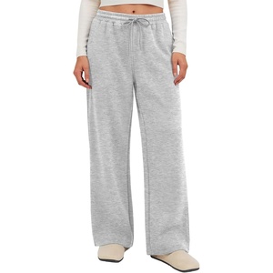 image:imageATHMILE Cotton Fleece Lined Sweatpants Women Straight Leg Casual Lounge Pants with Pockets Winter Warm Fall Clothes 2026Grey