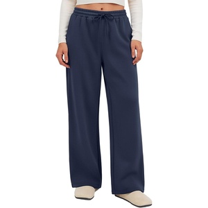 image:imageATHMILE Cotton Fleece Lined Sweatpants Women Straight Leg Casual Lounge Pants with Pockets Winter Warm Fall Clothes 2026Navy